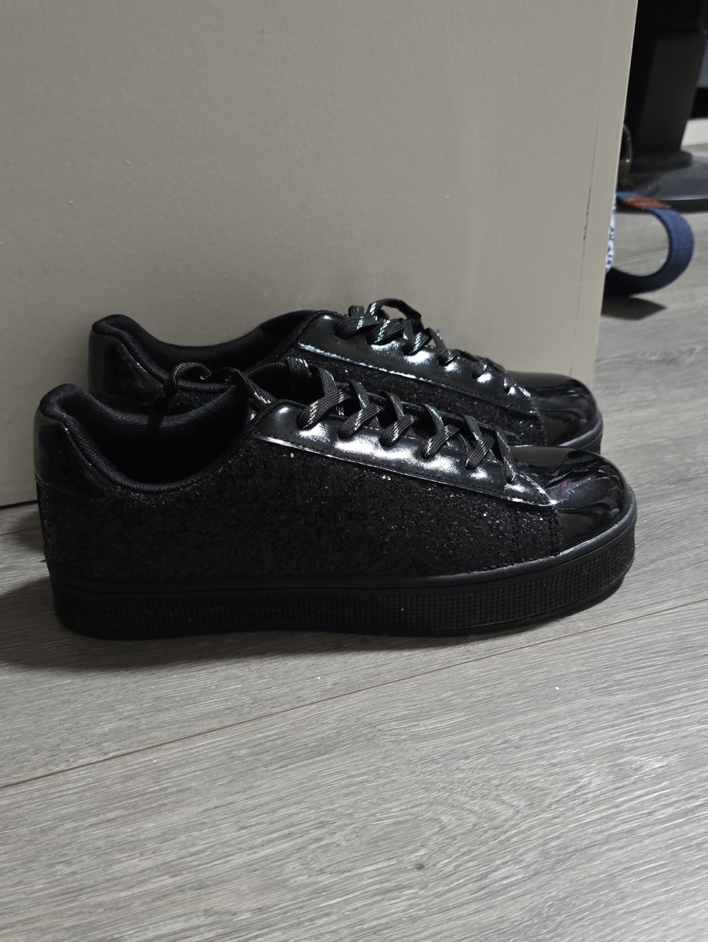 Women’s Black Glitter Platform Sneakers